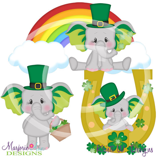St Patricks Day Elephants SVG Cutting Files + Clipart - Click Image to Close